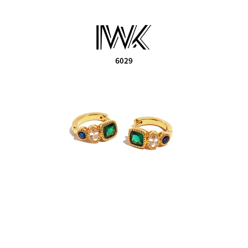 铜合金仿水晶耳饰 三生三世贵气知性耳钉6029百搭轻奢彩色