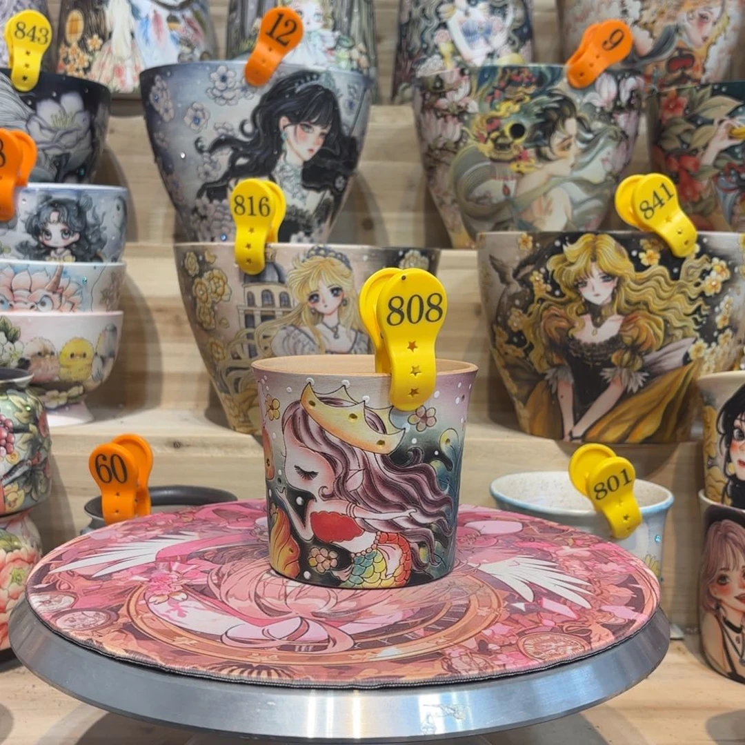 紫砂花盆景德镇手绘花盆陶瓷10/10