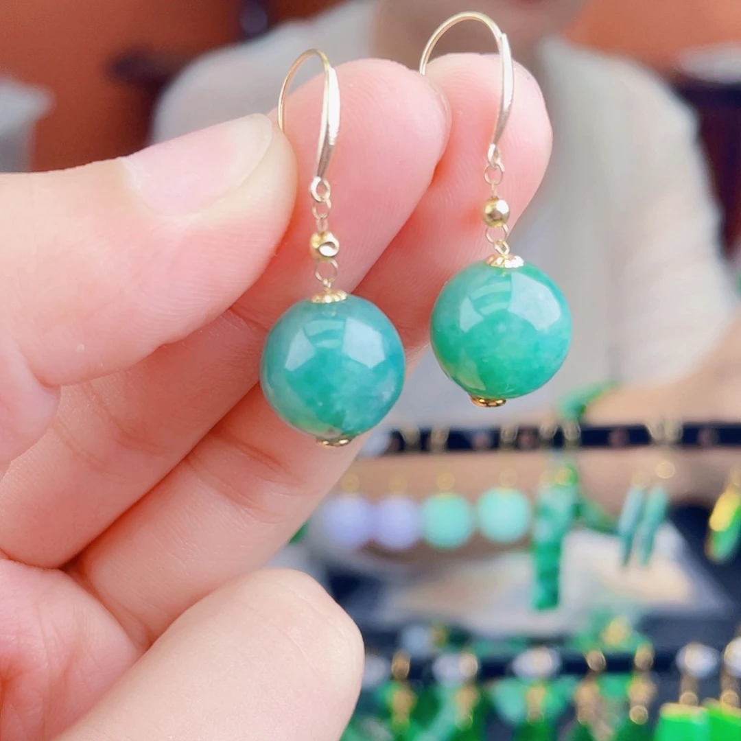 翡翠18K金镶嵌耳饰饰品