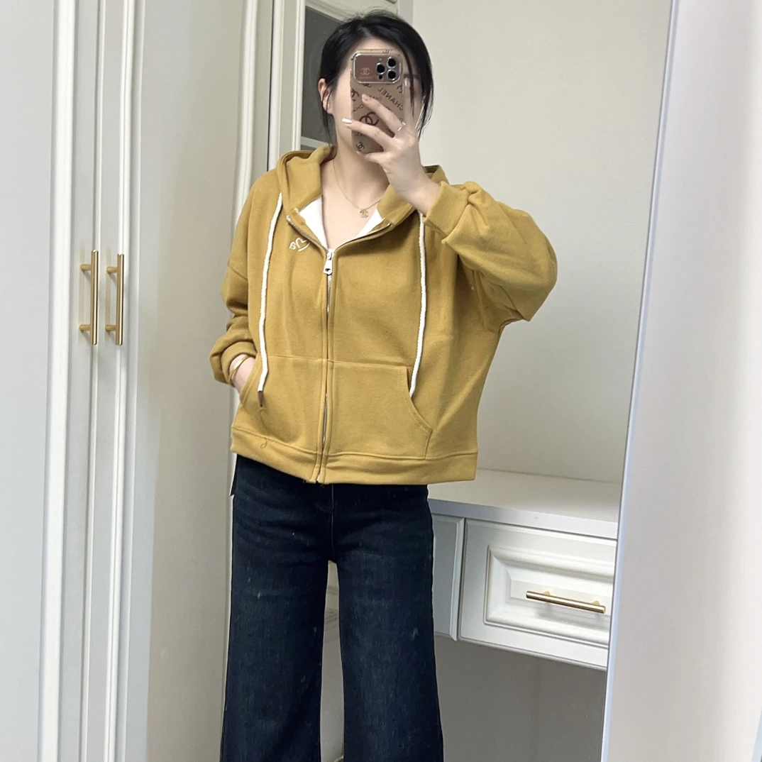 GRR,【爆款推荐】秋冬加绒连帽短款百搭休闲卫衣外套女
