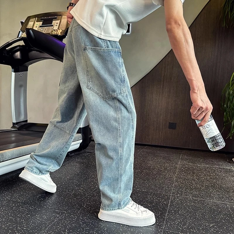 仓石一树美式潮牌工装牛仔裤子男士夏季薄款直筒痞帅慵懒风男装