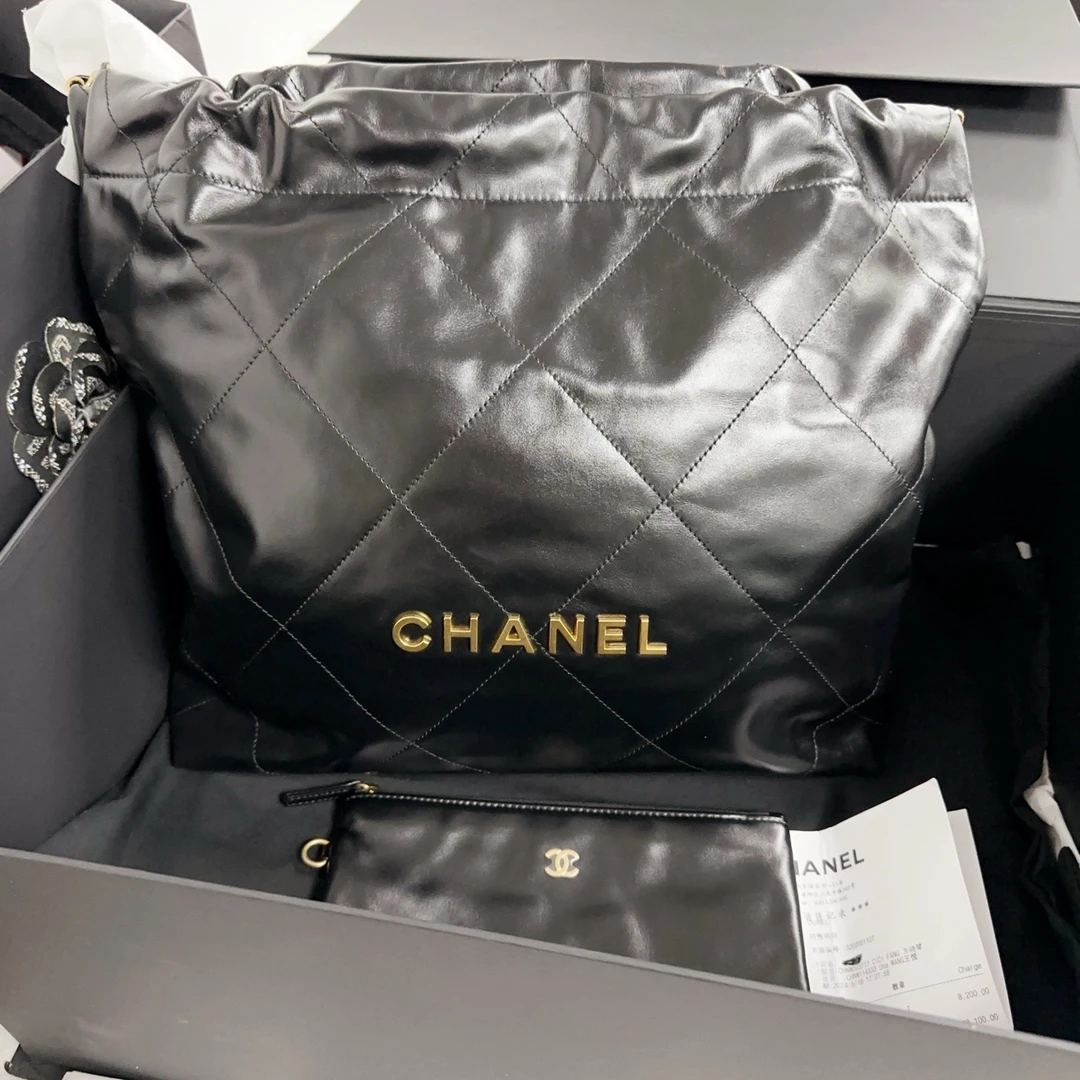 99新 Chanel/香奈儿 22bag中号垃圾袋 芯片款 E5P7