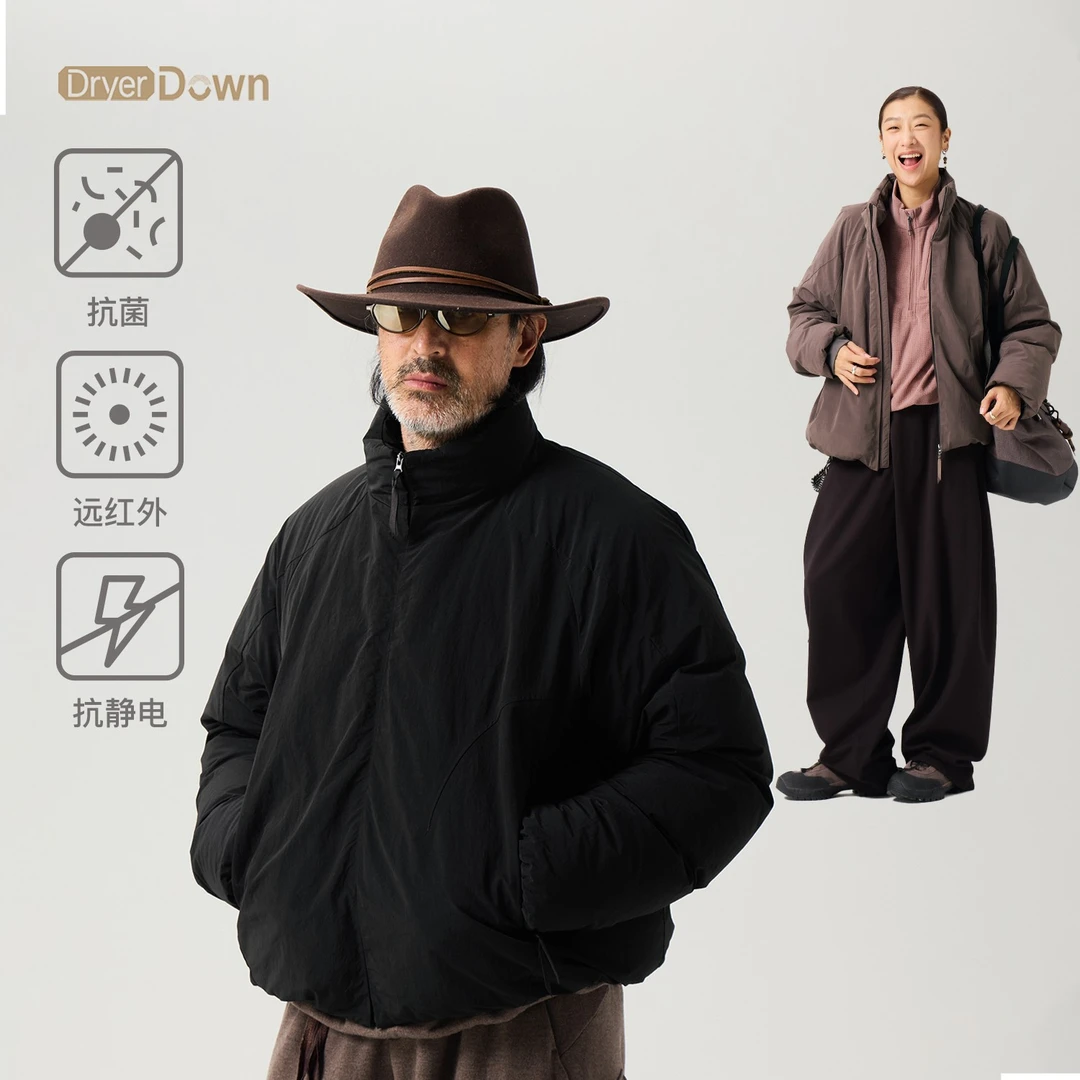 蓝岐结构分割抗静电立领外套远红外发热抗菌保暖750蓬拒水鹅绒服