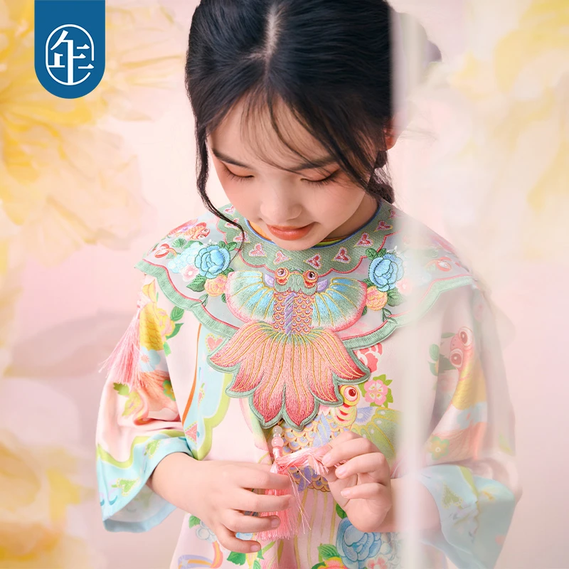 【金玉年年云肩】年衣童装女童刺绣新中式云肩夏季新款女孩披肩