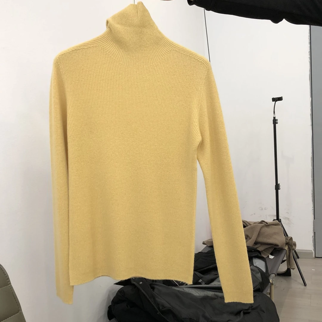 【欧诗莲】##高领修身纯色套头毛衣100%羊毛衫33910