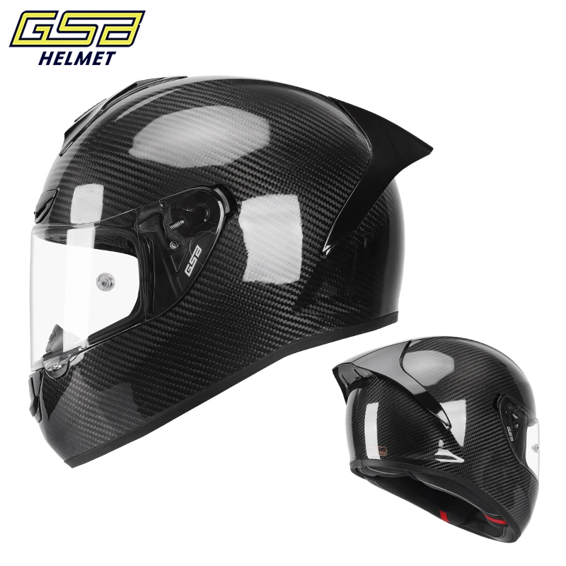 GSB碳纤维头盔360F摩托车全盔机车赛车大尾翼碳纤盔