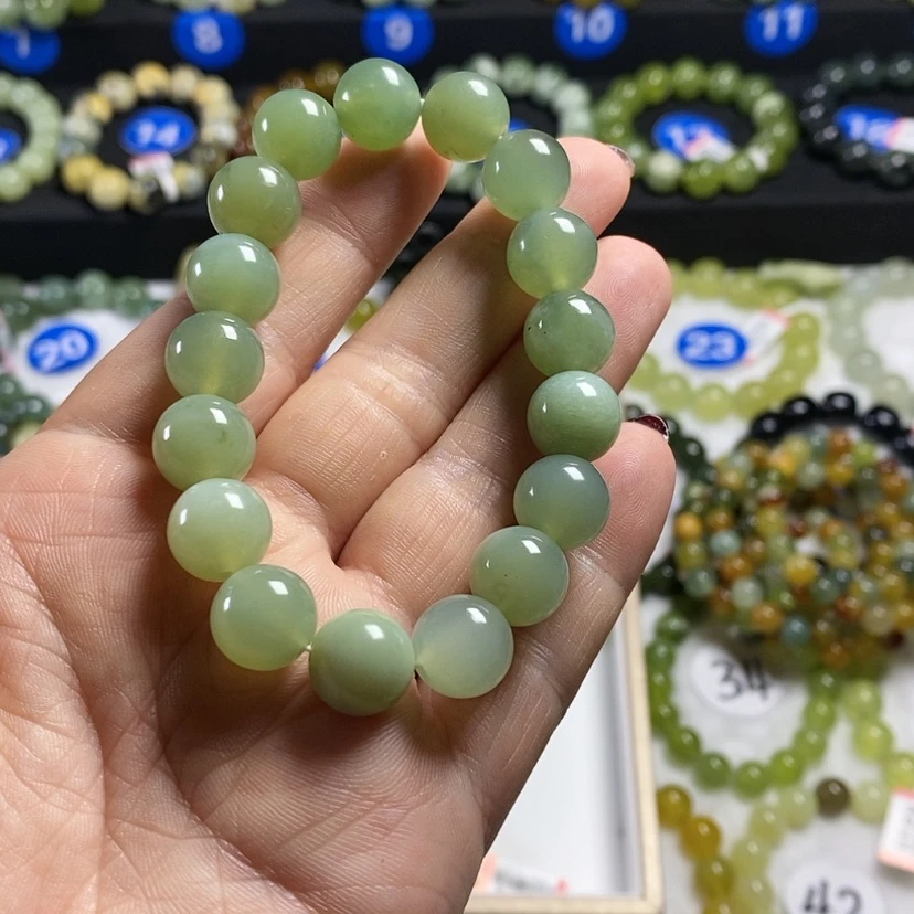 【闪购商品】蛇纹石玉手链未镶嵌心*卡12