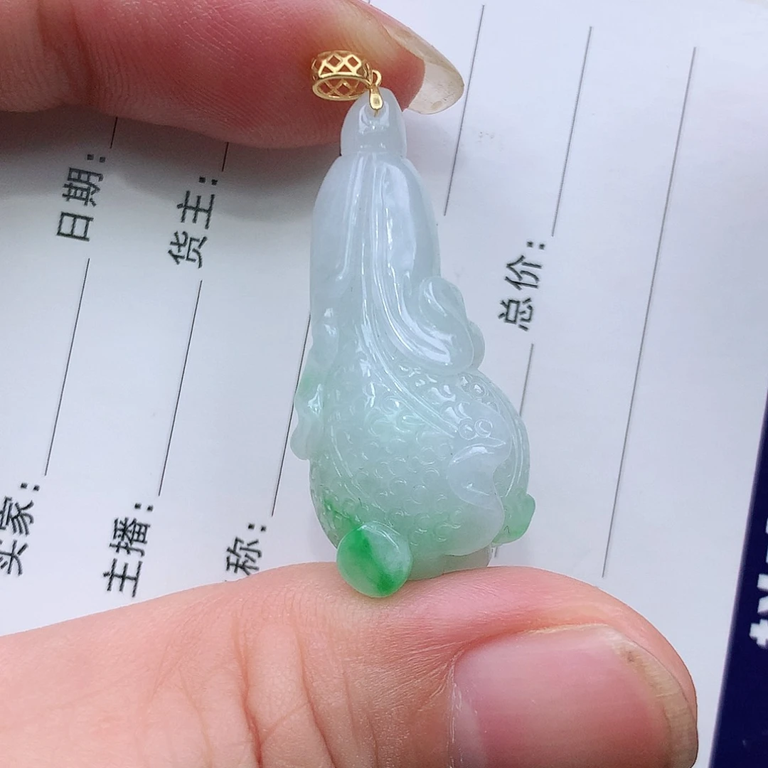 翡翠18K金镶嵌吊坠(不含链)