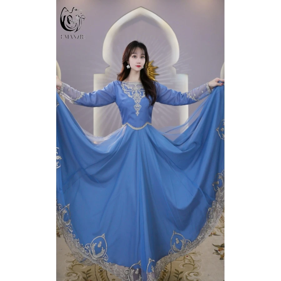 【慧慧】依曼之舞A2568连衣裙女装大摆裙轻奢舞蹈服民族风舞台蓝色