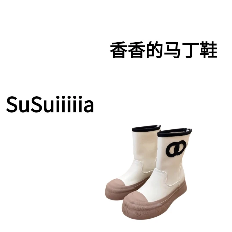 【苏总专属】厚底圆头长靴女2024新款秋冬配裙子骑士靴瘦瘦靴弹力靴