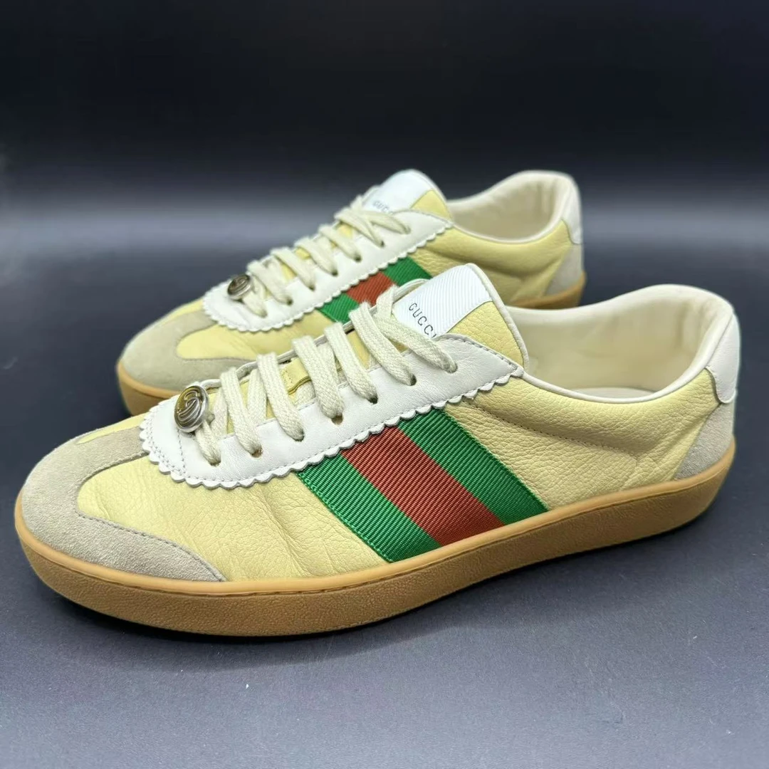 95新 GUCCI/古驰 【聚星好物】黄色休闲德训板鞋40欧码ca497t