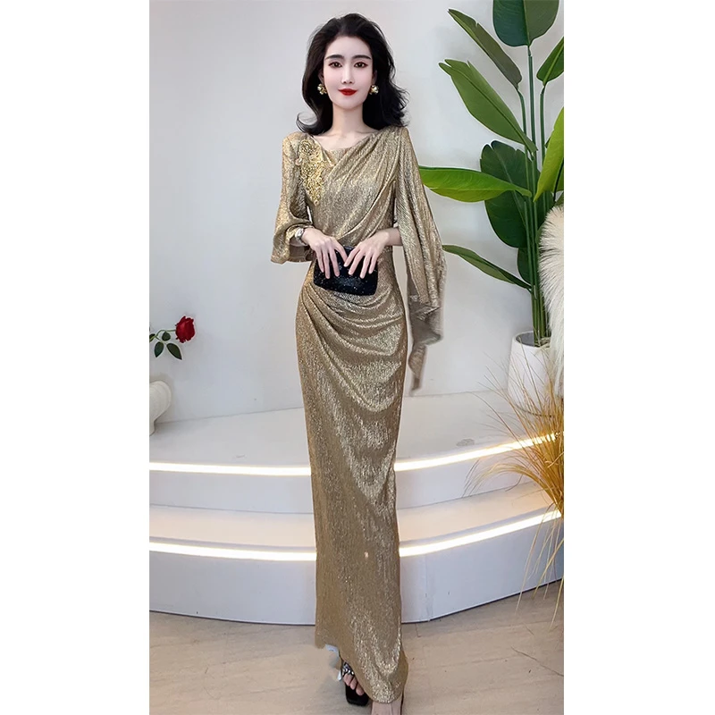 2025贵气时尚收腰气质连衣裙修身显瘦包臀女夏新款高级长裙61772