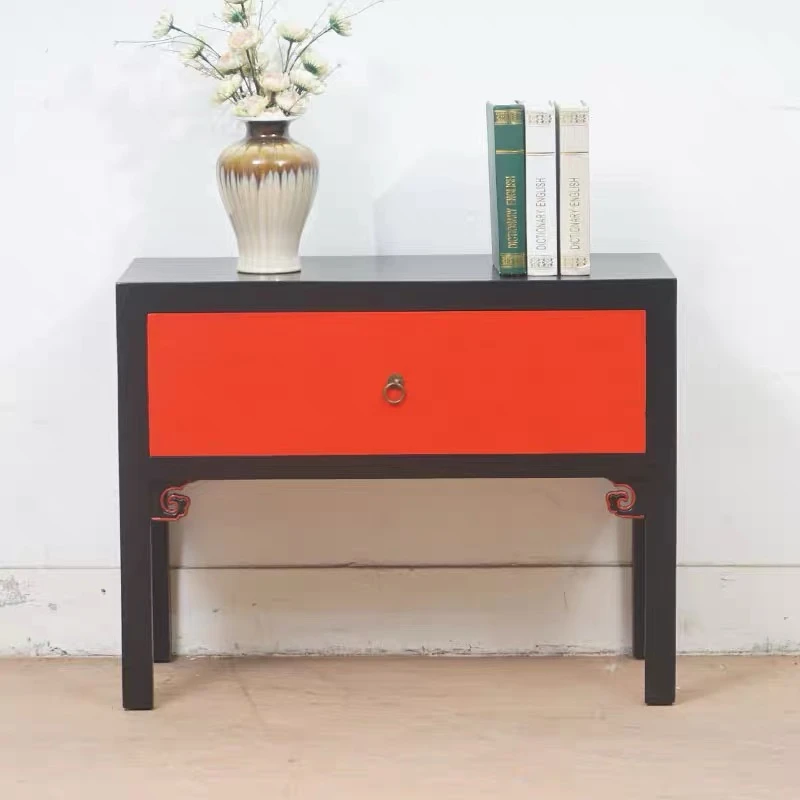 新中式实木玄关台简约收纳柜客厅供桌复古做旧矮柜平头条台