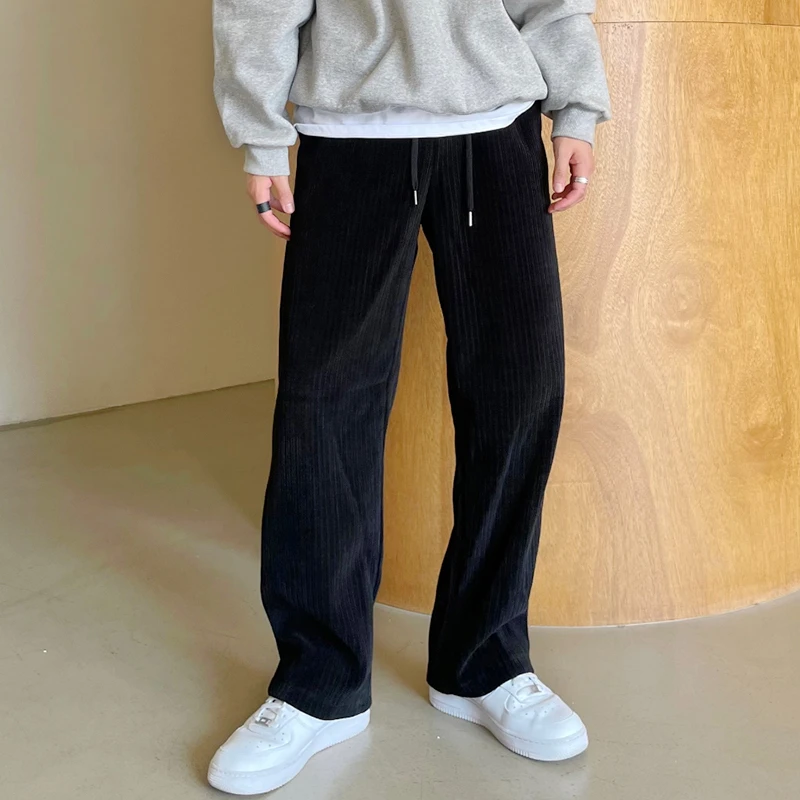 休闲长裤男韩版ins简约风纯色裤子潮牌百搭直筒宽松垂感阔腿裤