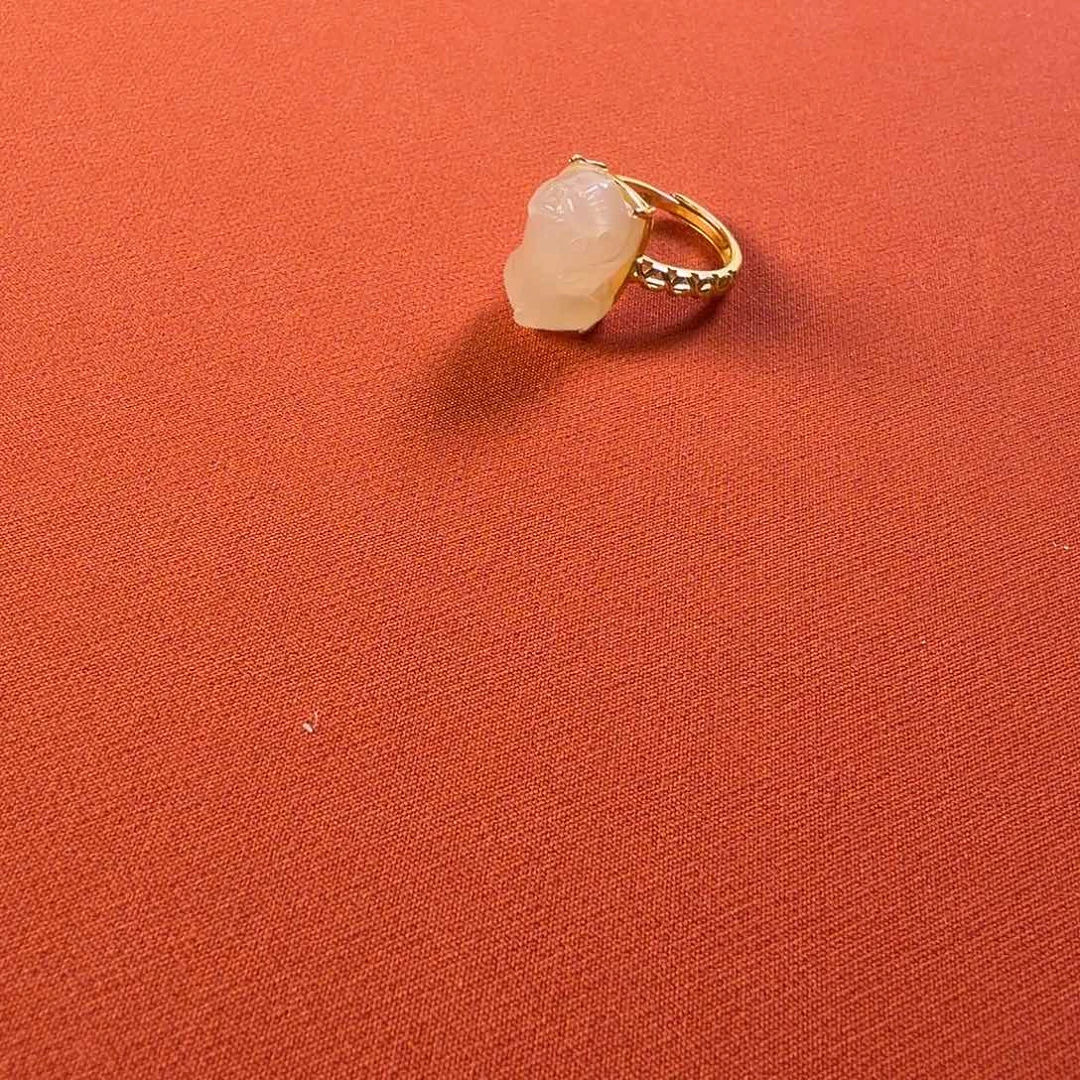 和田玉未镶嵌戒指藕粉