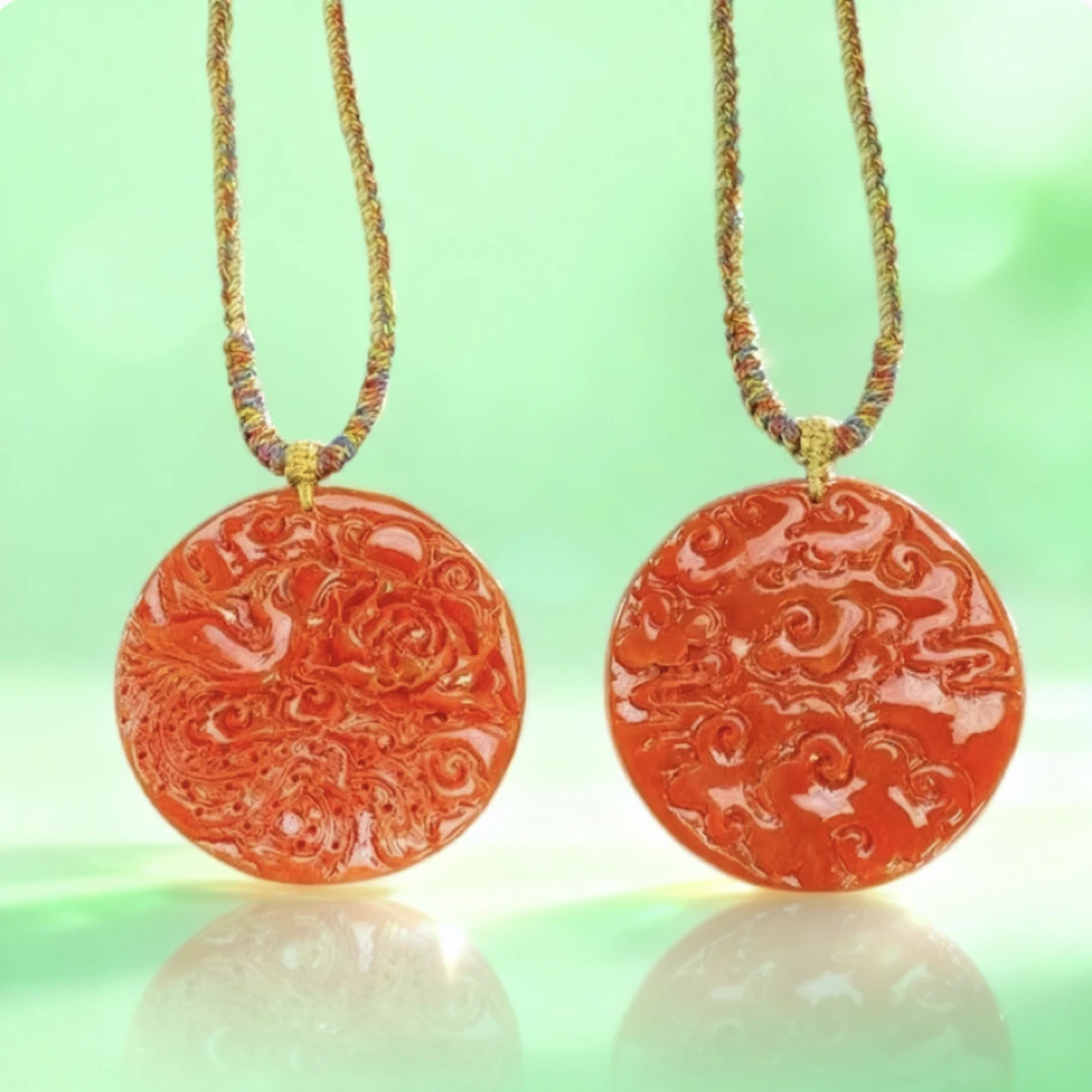 DC.牛血红凤凰牡丹吊坠 A124-DCC-1A