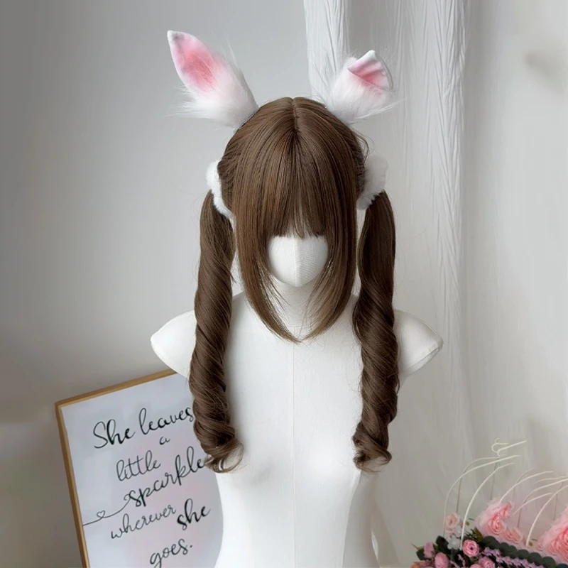 【松饼脆脆】艾丽卷卷双马尾假发女全头套蜜茶棕lolita长卷发假发套