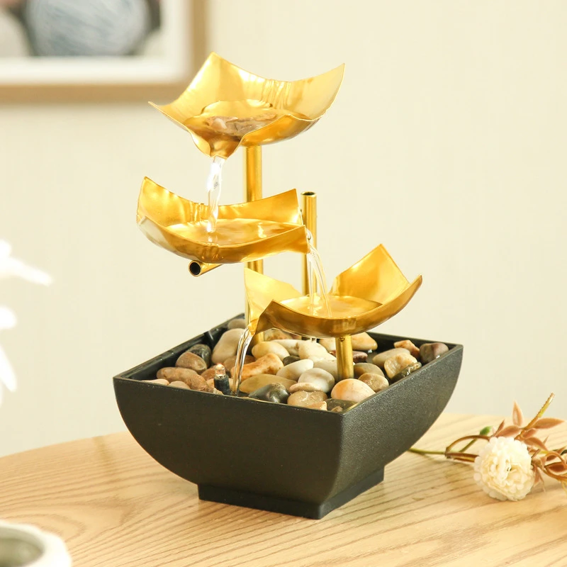 新款室内铁艺小喷泉办公室电视柜桌面流水摆件创意家居装饰品