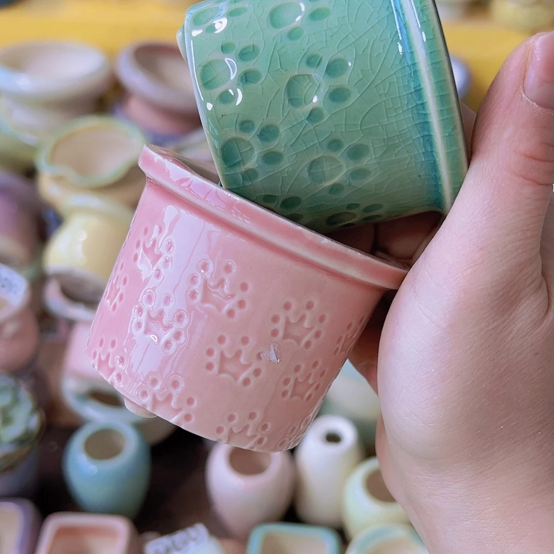 红陶陶瓷花盆当场12包邮