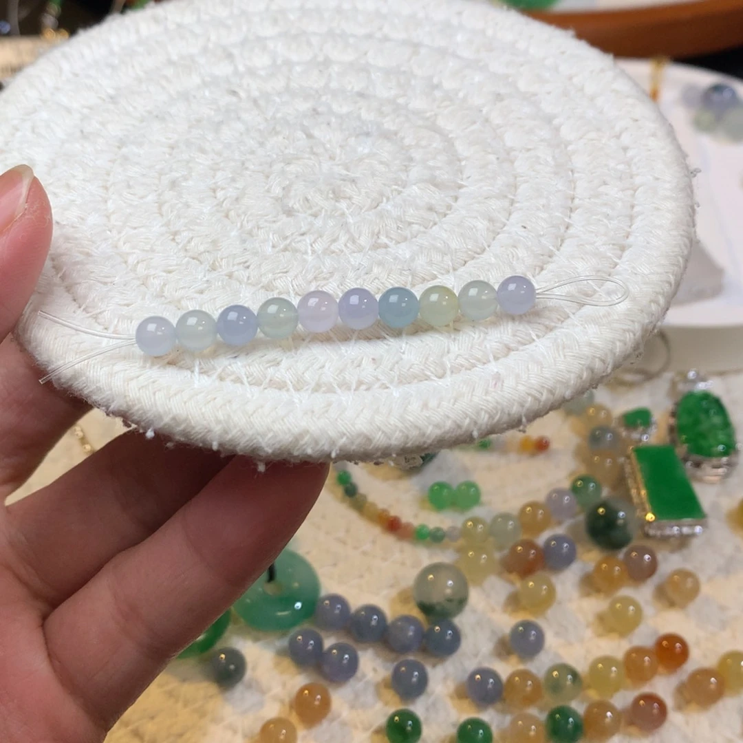 翡翠散珠马卡龙一组5mm