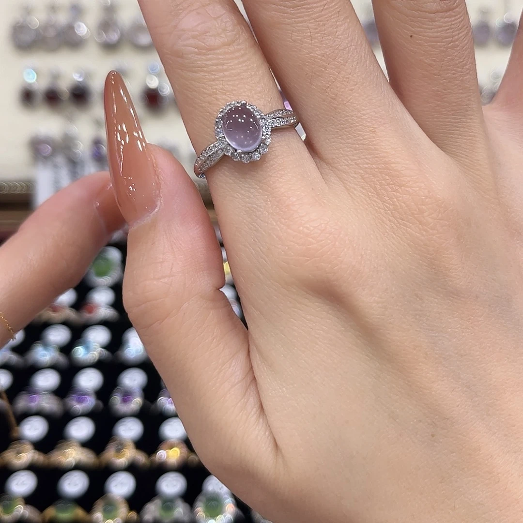 北***猫戒指银S925镶嵌萤石