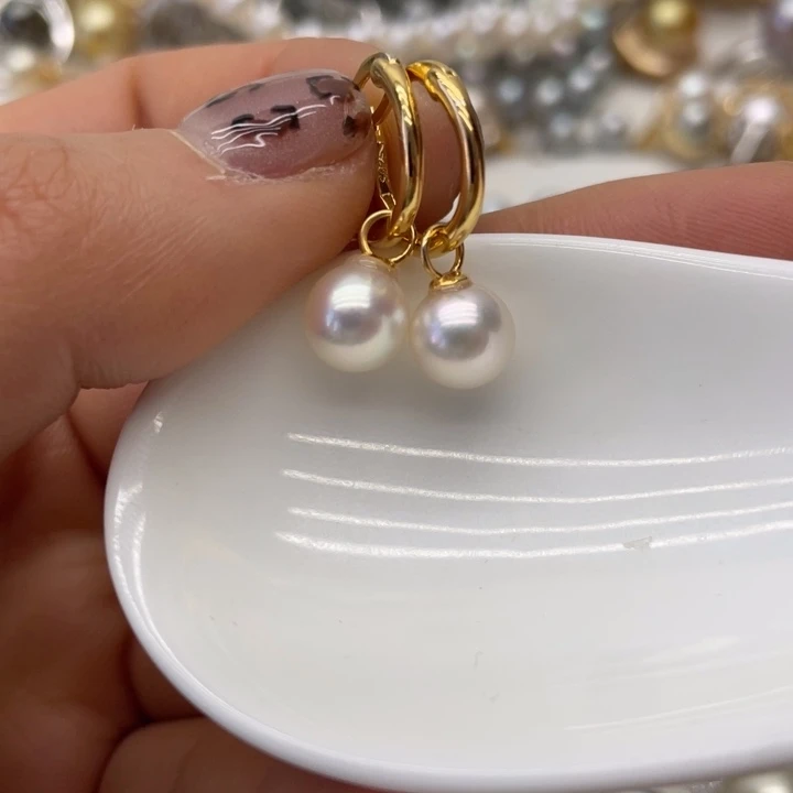 海水珍珠耳饰银S925镶嵌