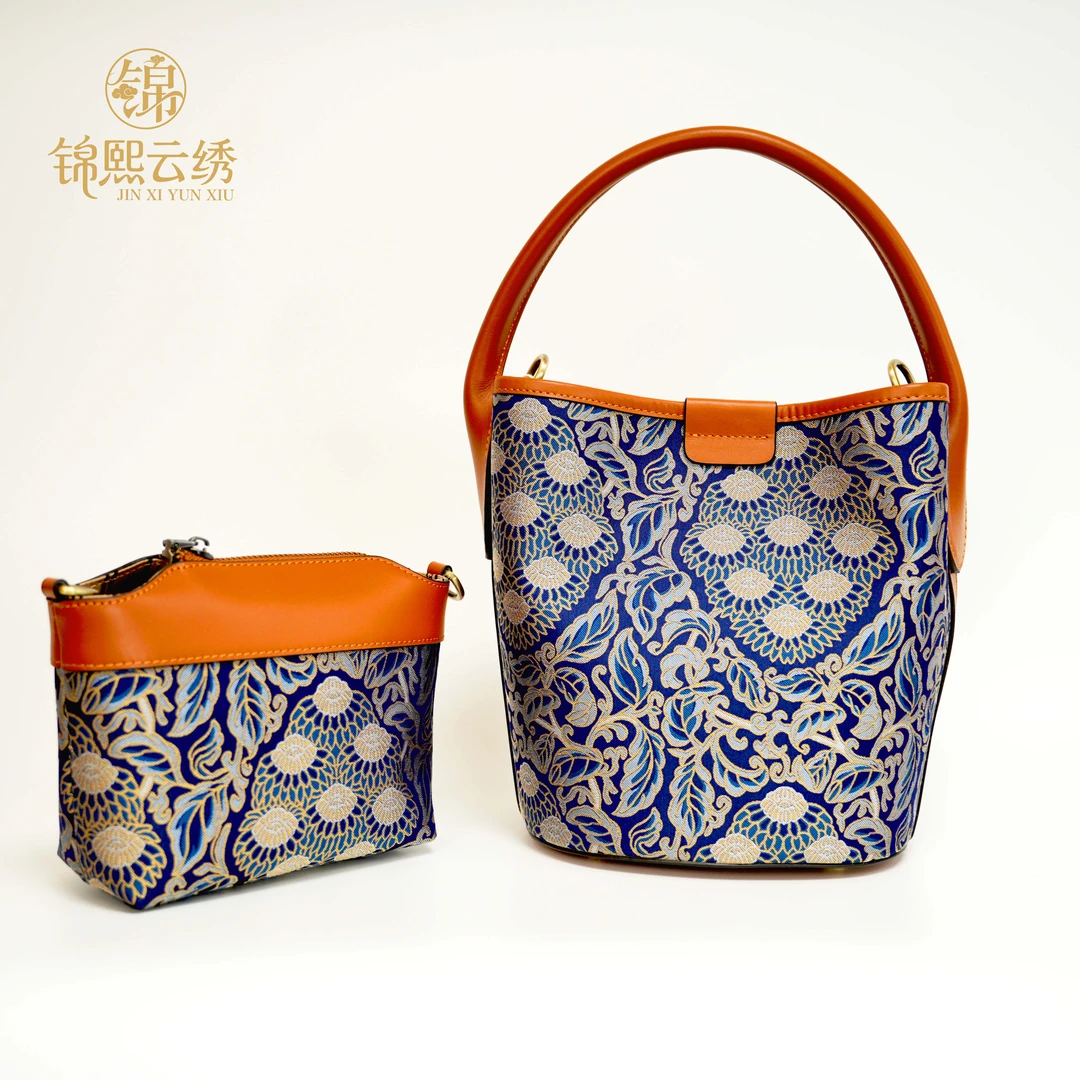锦熙云绣民族风宋锦水桶包国风复古高级轻奢时尚百搭款中式手提包