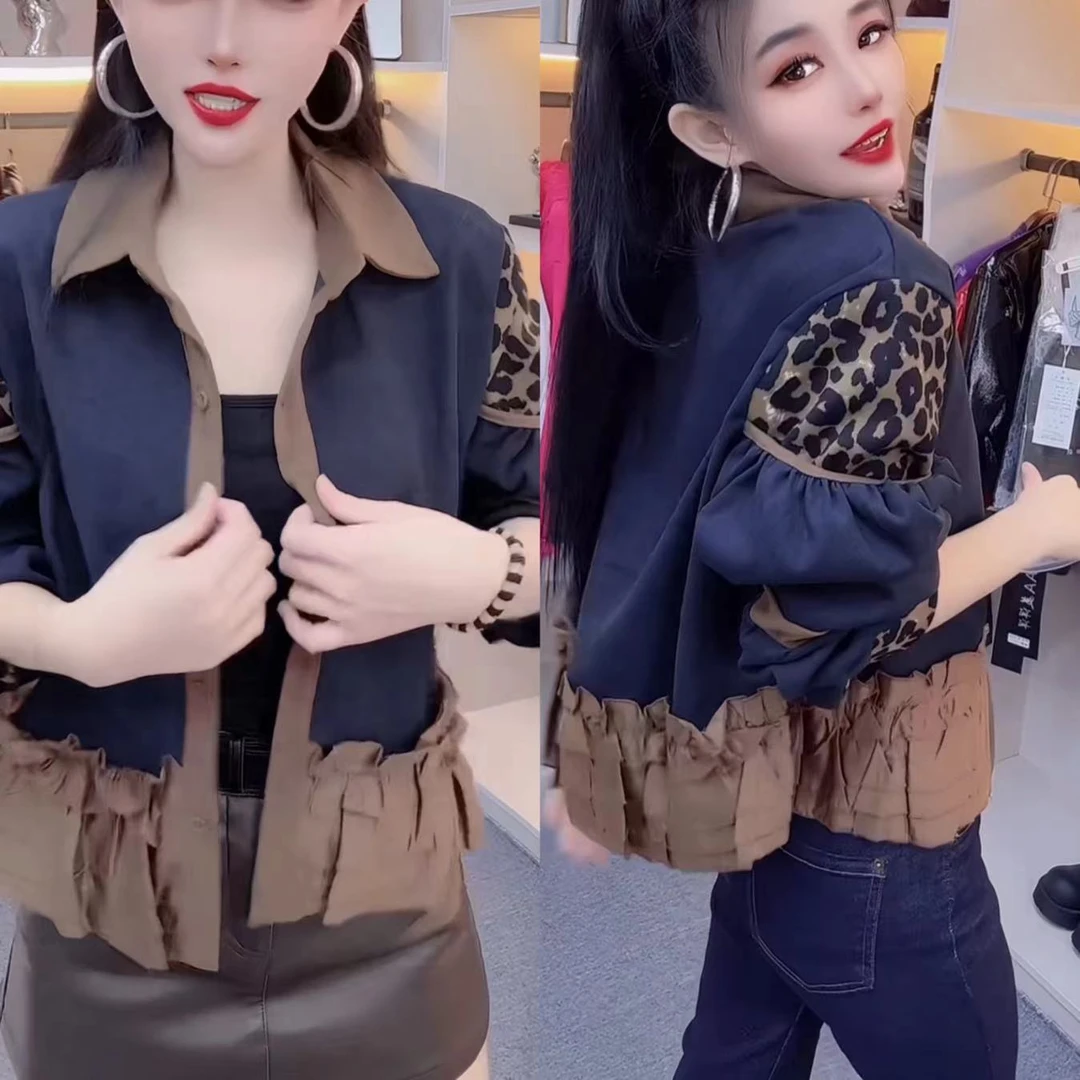 秋季拼接女短外套百搭网红洋气