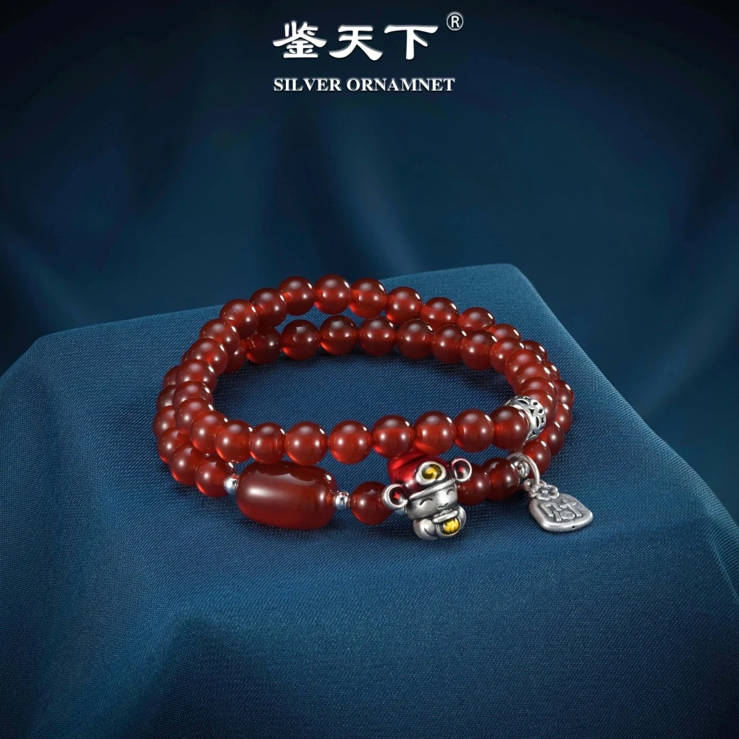 复古珐琅财神爷多财玛瑙手串06200849