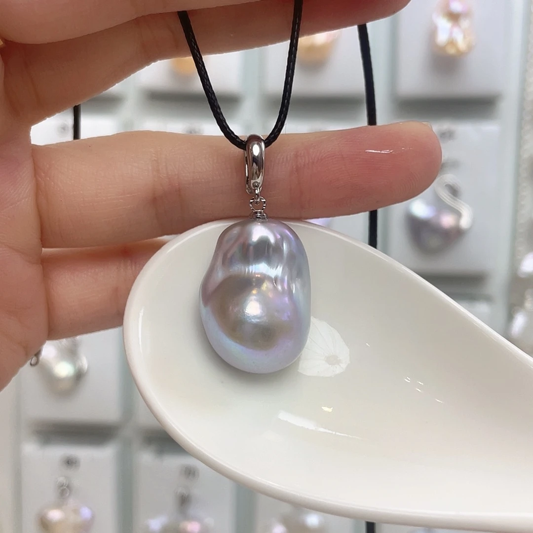 淡水珍珠银S925镶嵌颈饰翠****珊