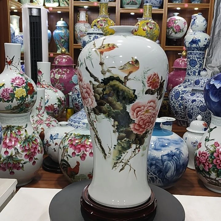 瓷片景德镇陶瓷牡丹花瓶