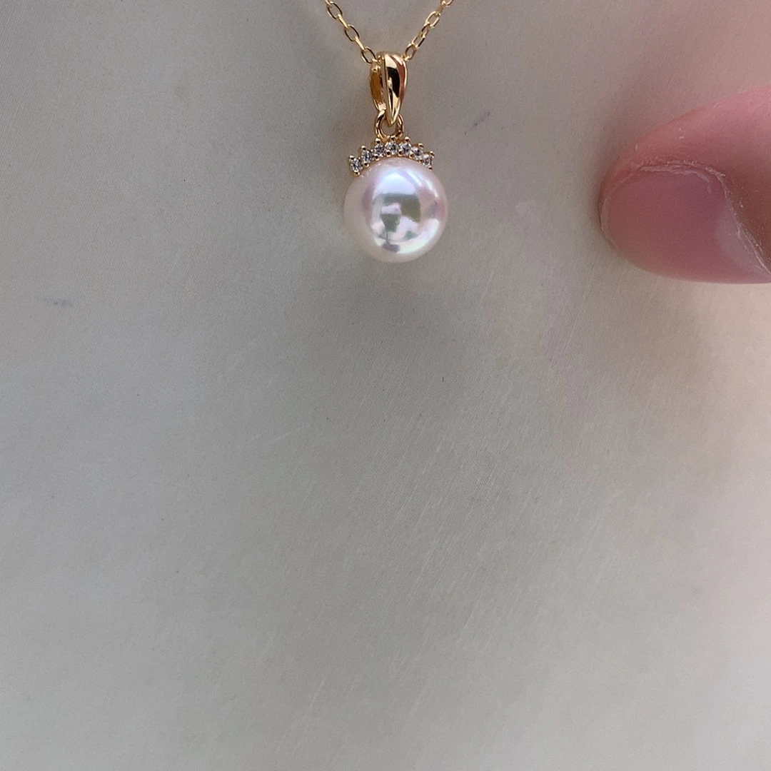 吊坠(赠链)银S925镶嵌海水珍珠8.4mm ak睫毛