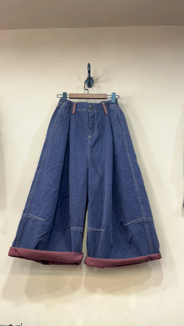 色织工艺撞色压线设计休闲百搭宽松直筒长裤