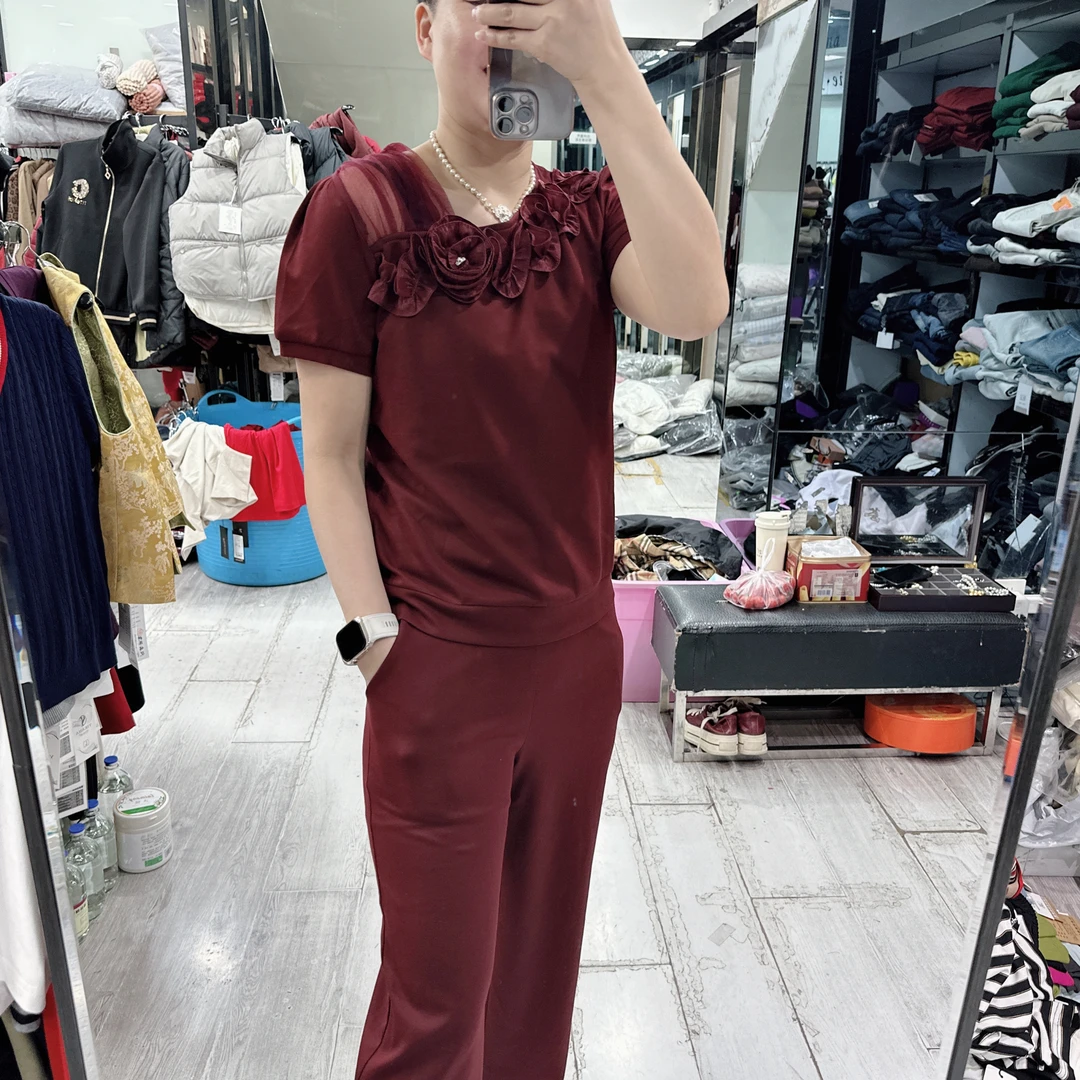 韩版优质斜领花边蕾丝肩2色气质套装8819品