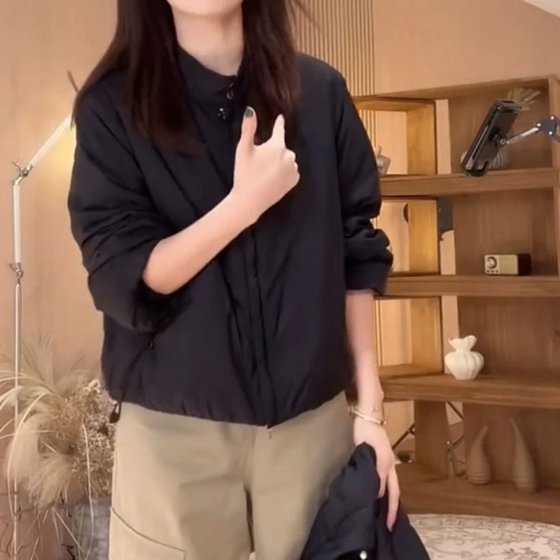 韩版百搭短款棉衣外套女2025年秋冬新款简约显瘦立领棉服