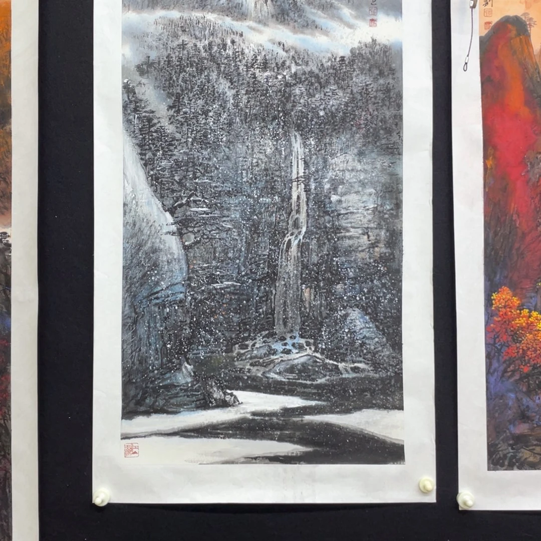 国画手绘国画，精品山水，画心，冬