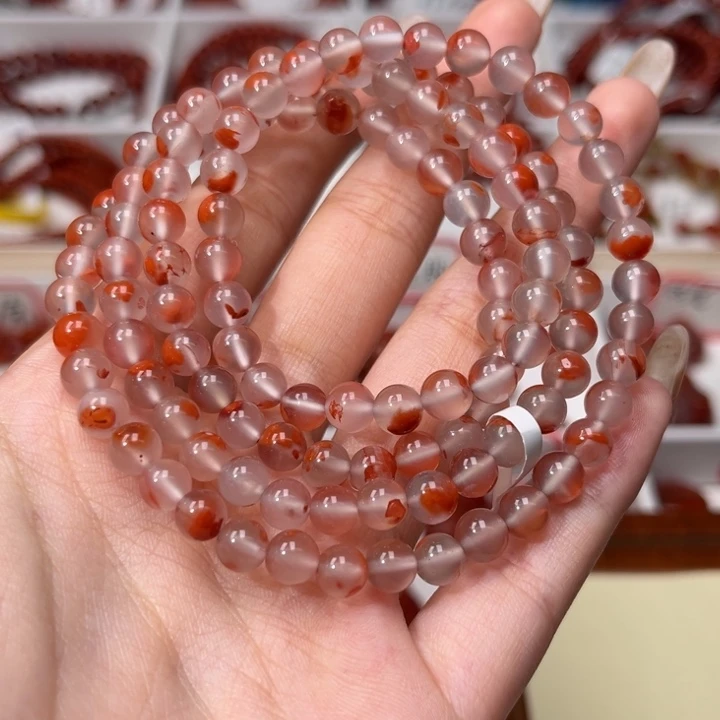 南红玛瑙未镶嵌手链冰底锦鲤飘花6mm多圈