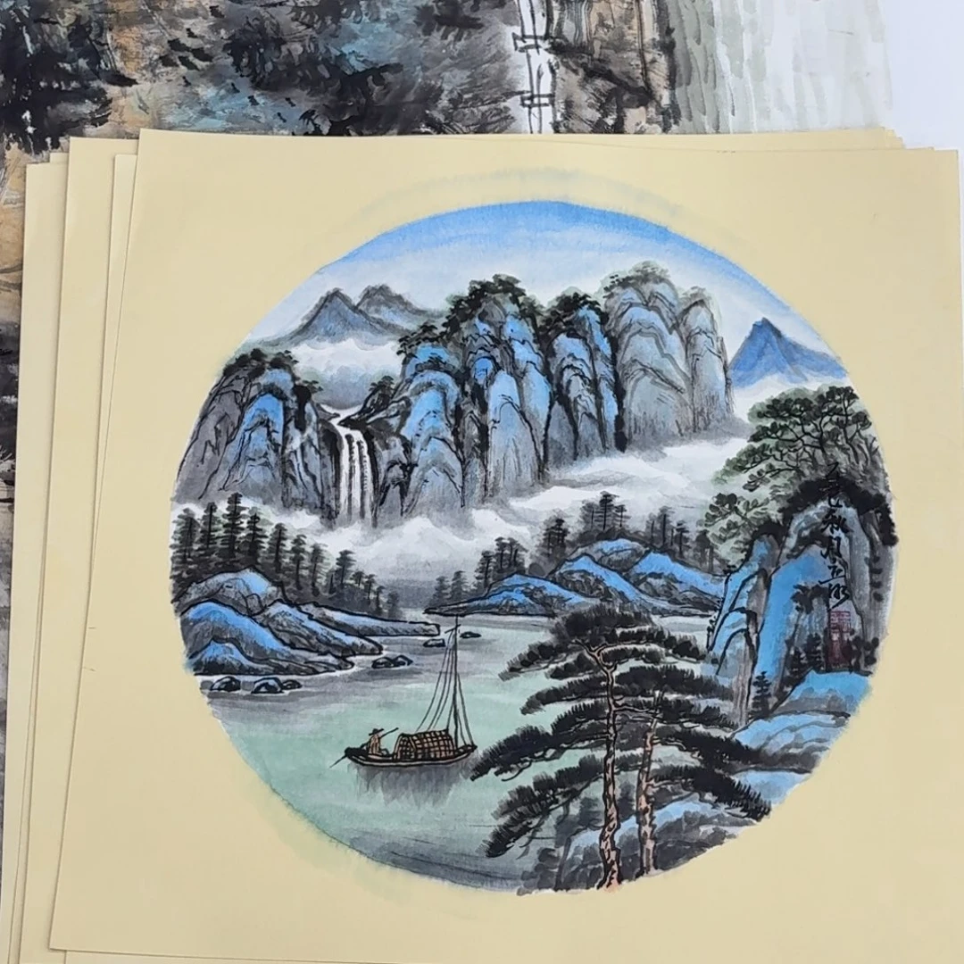 国画小斗方手绘作品