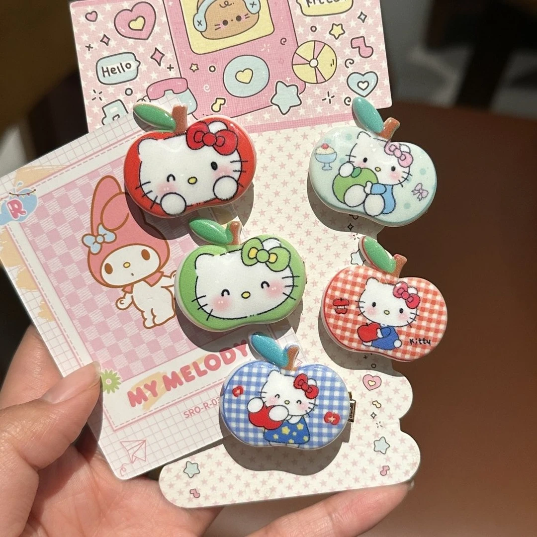 可爱苹果KT猫发夹甜美少女心侧边鸭嘴夹超萌卡通百搭韩系刘海夹