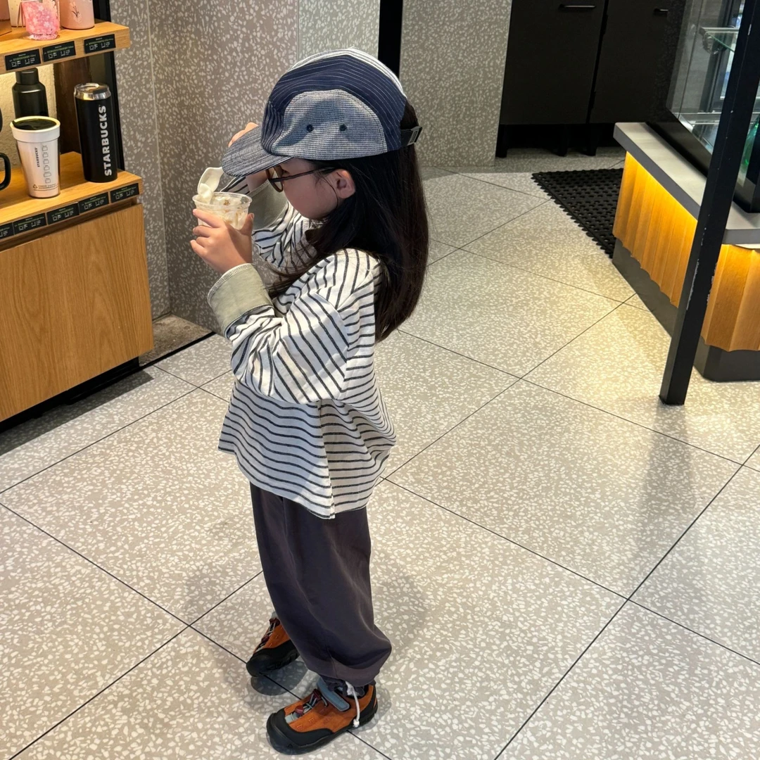 壹妈韩版童装女童秋装套装洋气儿童休闲长袖条纹上衣休闲裤两件套