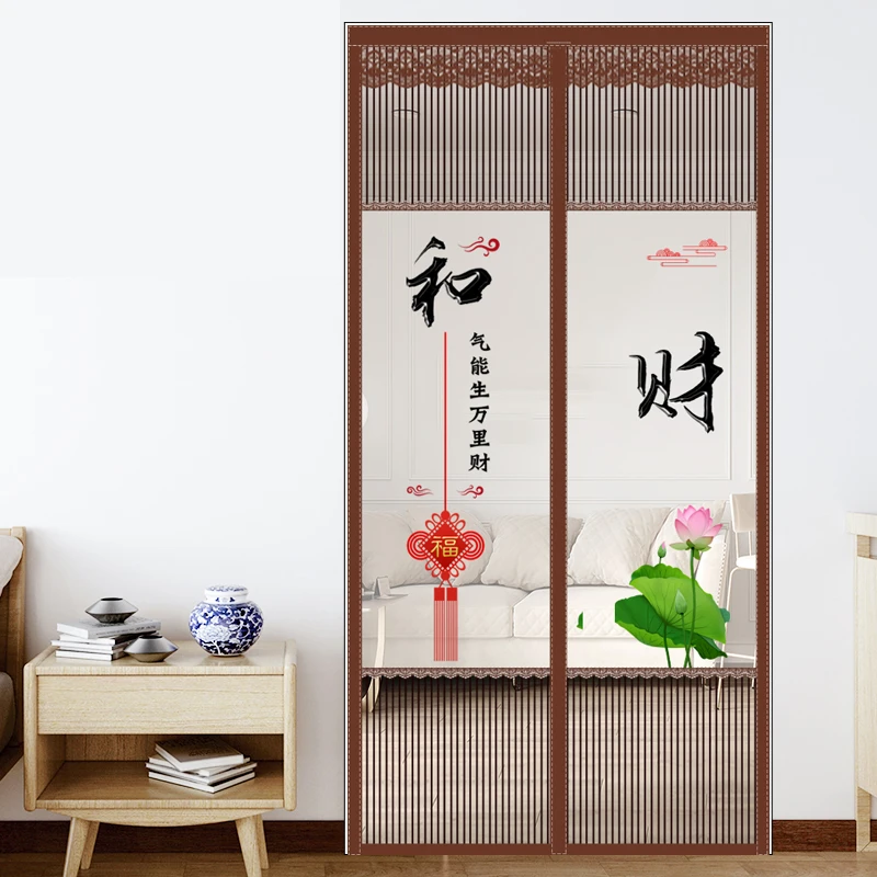 纺笑雨防蚊门帘磁铁自吸夏季双开纱门加密网纱窗帘家用自粘免打孔