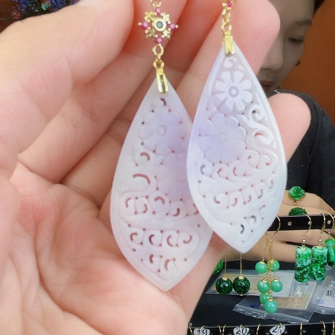 翡翠银S925镶嵌耳饰