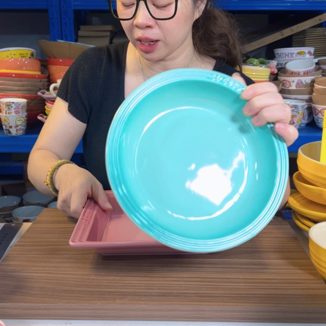 瓷青羽色大草帽盘子