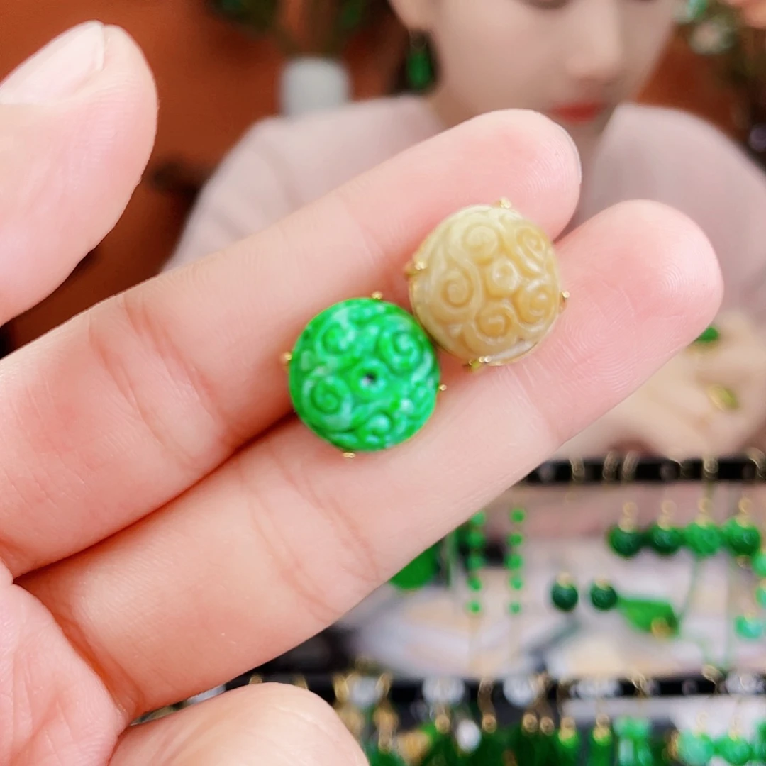 翡翠银S925镶嵌耳饰