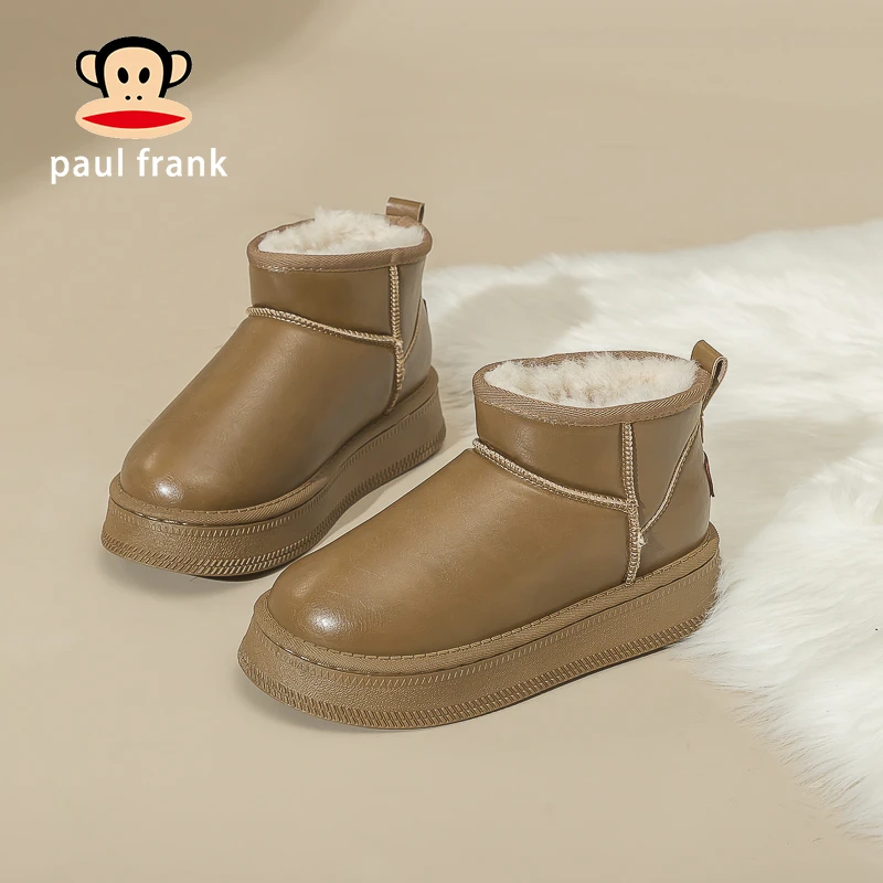 冬季大嘴猴保暖中跟时尚雪地靴厚底雪地靴短筒