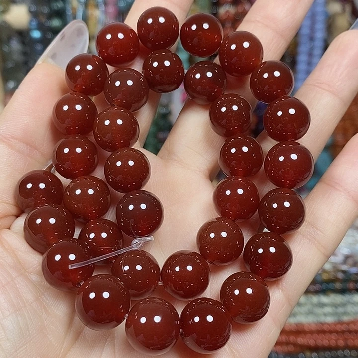 玛瑙/玉髓未镶嵌珠宝半成品A级红玛瑙卡12mm