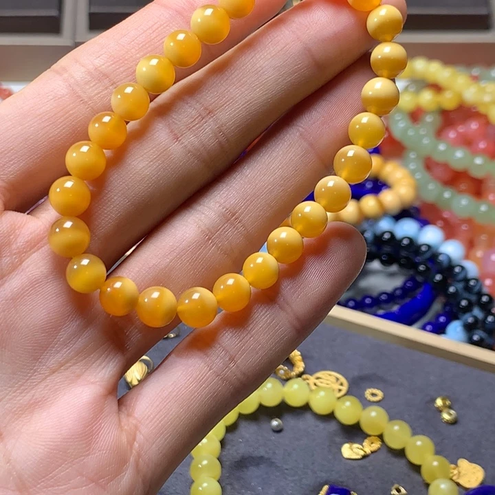 石英质玉（黄龙玉）手链未镶嵌不****力