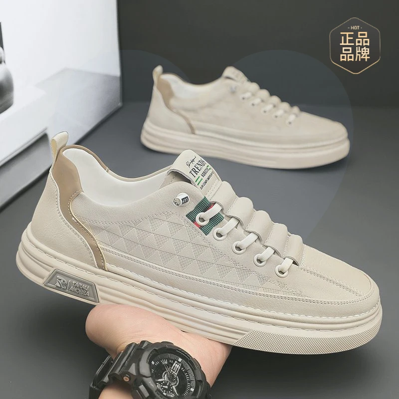 品质男鞋2025新款冬季透气运动小白板鞋男士白鞋休闲白色皮鞋百鞋