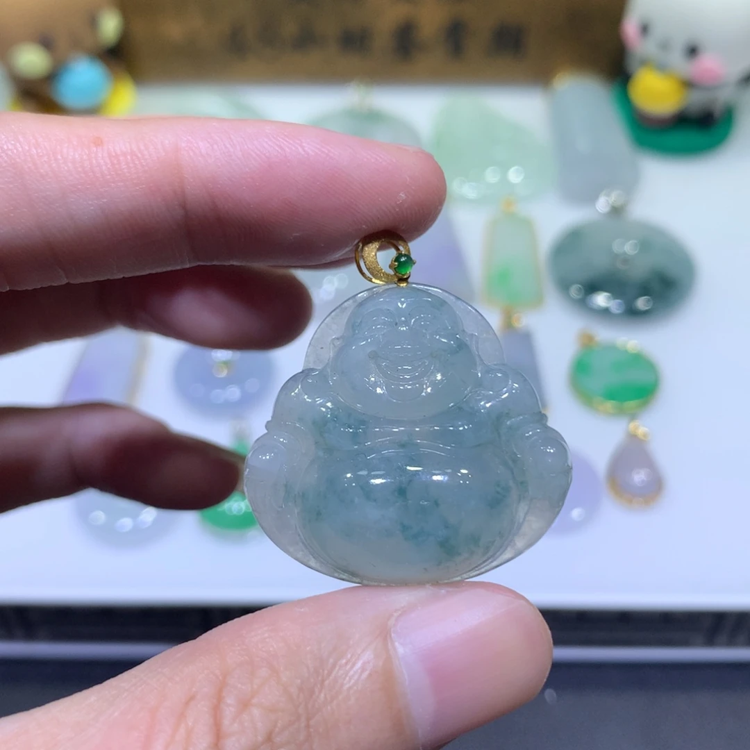 翡翠18K金镶嵌吊坠(不含链)