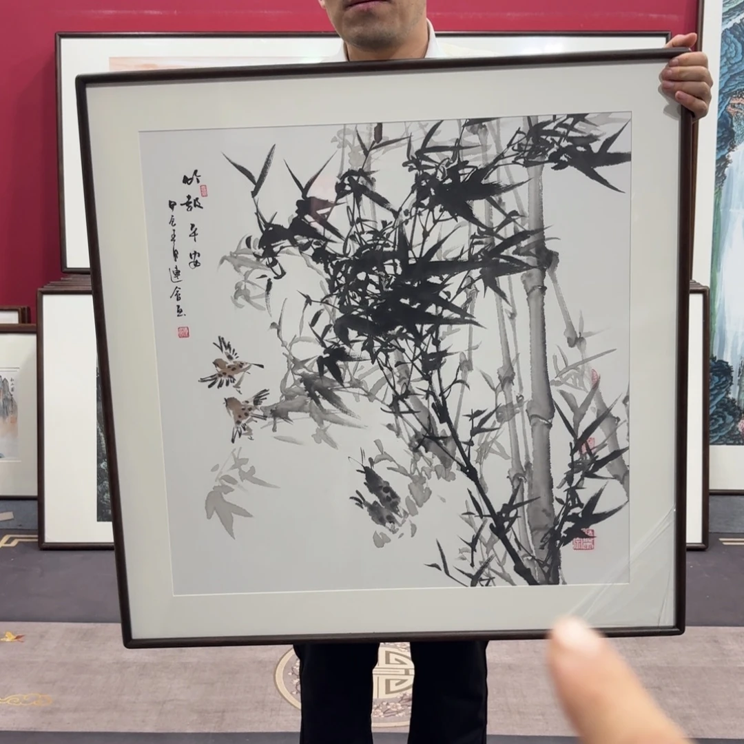 国画手绘作品带框80/80